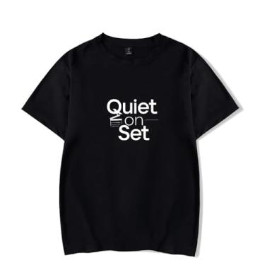 Imagem de Quiet on Sett-Shirt Summer Logo Camiseta feminina masculina manga curta, Estilo 2, P