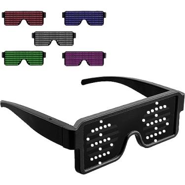 Imagem de Suruid Atualização dinâmica LED brilhante óculos USB recarregável com luz LED neon piscando, 11 padrões LED luminoso óculos para festas, boates, Halloween, concertos - branco