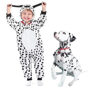 Imagem de Waghaw Fantasia de Dálmata para meninos e meninas, body de animal para bebês meninos e meninas fantasia de Halloween, Branco, dois, 18-24 Meses