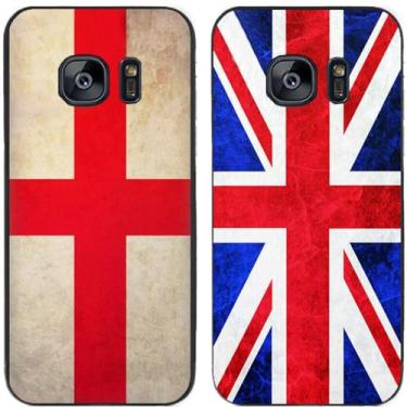 Imagem de 2 peças retrô bandeira do Reino Unido impressa TPU gel silicone capa de telefone traseira para Samsung Galaxy (Galaxy S7 Edge)