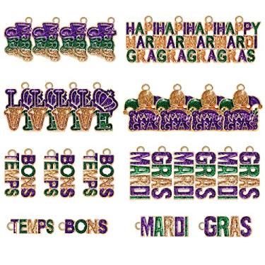 Imagem de PHALIN Pingentes Cinco De Mayo 24/32 peças para fabricação de joias, pulseira de carnaval, máscara esmaltada brilhante flor de lis, pingente de chapéu de bobo da corte, pingentes para bricolage