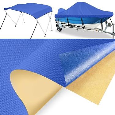 Imagem de BOATPRO Kit de reparo de capa de barco, 600D Super Stick Kit de reparo de patch de capa de barco autoadesivo para reparo de cobertura de piscina, capa para trailer, toldo, kit de reparo de lona resistente à prova d'água azul, 38 cm x 25 cm, 2 peças