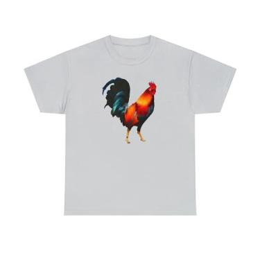 Imagem de Camiseta Rooster 'Silas' unissex de algodão pesado, Cinza gelo, 4G