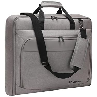 Imagem de Modoker Bolsa de roupa de terno com alça de ombro, mala de mão pendurada para homens, mulheres, viagens de negócios, Cinza-claro, Modoker Bolsa de roupa de terno com alça de ombro