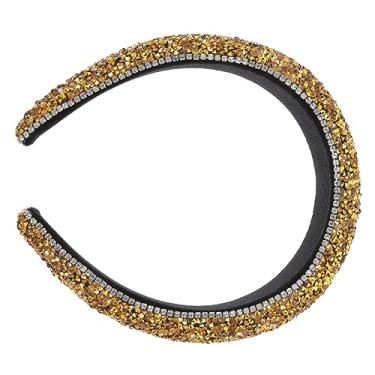 Imagem de Faixa de cabeça barroca larga para mulheres, faixa de cabeça com strass, faixa de cabeça feminina dourada, faixa de cabeça feminina de pano largo, faixa de cabeça inchada para mulheres/2073