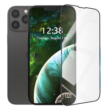 Imagem de ZHOUDSAEIFD Protetor de tela para iPhone 12 Pro (6,1 polegadas)/12 de 6,1 polegadas, 1 pacote com película protetora de tela de vidro temperado com borda preta transparente HD, película protetora
