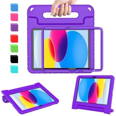 Imagem de AVAWO Capa infantil para iPad (A16) 11ª geração 2025, iPad 10ª geração de 10,9 polegadas 2022 com protetor de tela integrado, durável, à prova de choque, leve, com alça para i Pad 10/11 geração, roxa