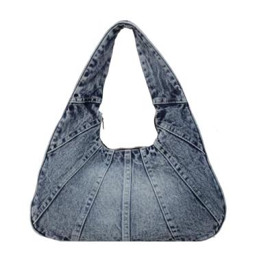 Imagem de Extolove Bolsa jeans moderna bolsas jeans para mulheres bolsas de ombro Hobo Y2K bolsas de ombro, Jeans azul
