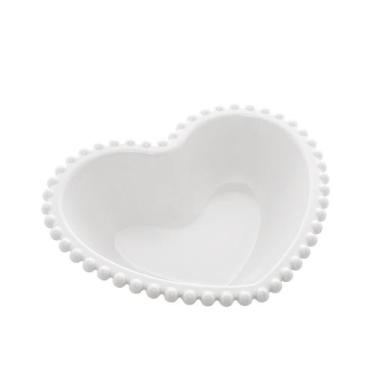 Imagem de Saladeira Porcelana Coração Beads Branco 21X18x6cm - Bon Gourmet - Bon