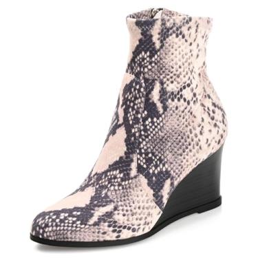 Imagem de Journee Collection Womens Hepburn Tru Comfort Foam Inside Zip Wedge Booties Snake 10 Medium WOMENS US