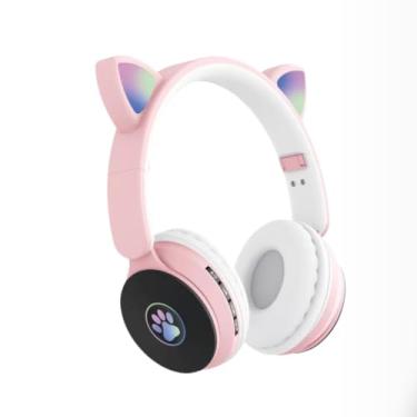 Imagem de Fone de Ouvido Gatinho Bluetooth com LED. (Rosa)