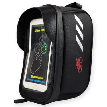 Imagem de Bolsa De Quadro Bicicletas Frontal Para Celular Smartphones Mini Alforge Laterais Transporte De Objetos Viagens Touch Mtb Speed 6,5 Polegadas