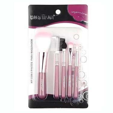 Imagem de Pincéis para Maquiagem Macrilan, Conjunto de 5 (ROSA)