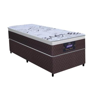 Imagem de Conjunto New York Cama Box Solteiro e Colchão em Molas Ensacadas Gazin - Marrom