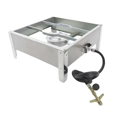 Imagem de Fogão Inox De 1 Boca Alta Pressão Reforçado Kit Gás E007