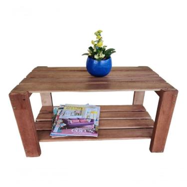 Imagem de Mesinha De Centro Rústica De Madeira Maciça Artesanal Cor Madeira