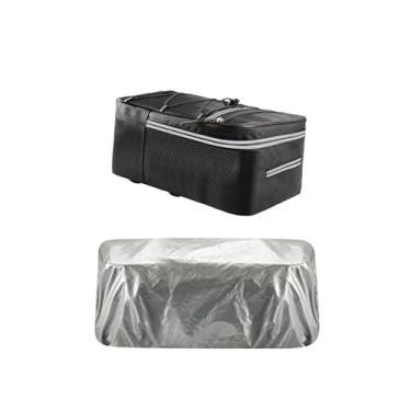 Imagem de Colaxi Bolsa de bagageiro traseiro para bicicleta Bolsa de porta-malas para bicicletas à prova d'água com capa de chuva Bolsa de carga Alforje Bolsa de selim, 33cmx21cmx18cm 15l