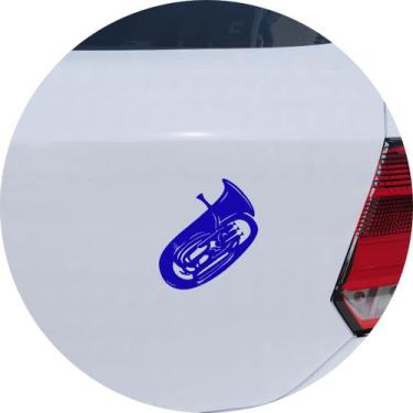 Imagem de Adesivo de Carro Instrumento Tuba - Cor Branco - Melhor Adesivo, Azul