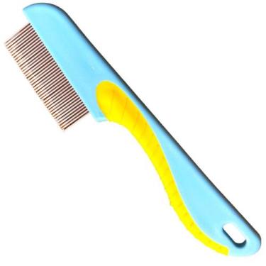 Imagem de Pente Fino Inox P/ Cabelo Piolhos Lêndeas C/ Cabo Crianças (Azul) - NL