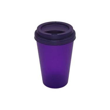 Imagem de 50 Copos Ecologic300 c/ tampa bucks - Liso - Triplast, Roxo translúcid