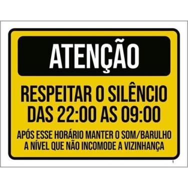 Imagem de Kit 3 Placa Respeitar Silêncio Som Barulho Vizinho 36X46 - Sinalizo