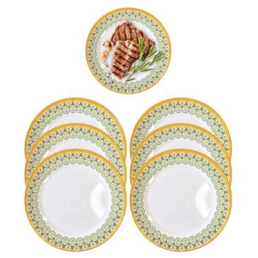 Imagem de Jogo 6 Pratos Raso em Melamina Decorado 23cm Restaurantes - Fx