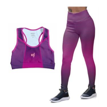 Imagem de Kit Top Cropped Treino Conjunto Academia Calça Legging Confortável Gin