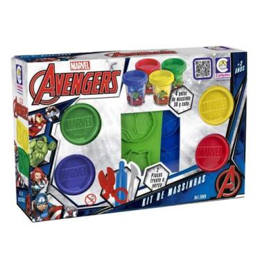 Imagem de Brinquedo Infantil Kit de Massinhas com Plaquinhas dos Avengers Vingad