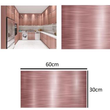 Imagem de Placa Adesivo Papel De Parede Liso Rose Metálico 60x30cm - Inter