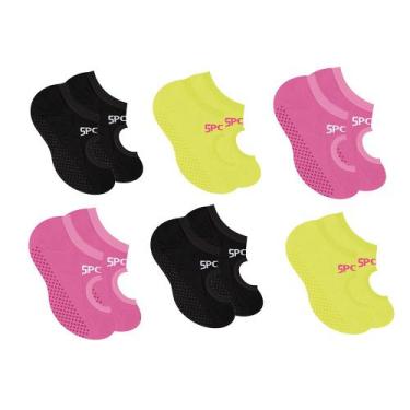 Imagem de Kit Com 6 Pares De Meias Sapatilha Antiderrapante Yoga Pilates Selene,