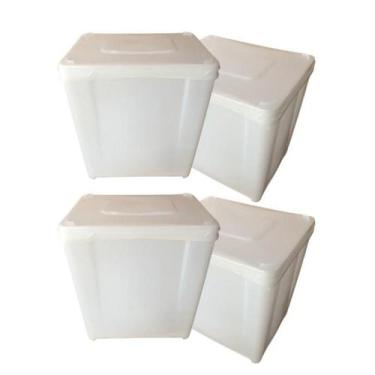 Imagem de Pote Retangular 10L Para Pipoca De Branco - 4 Pçs - Nastripack