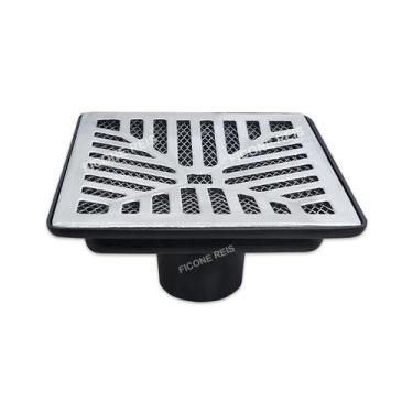 Imagem de Grelha Pluvial 20X20 Concova Aluminio com Coletora Saída Baixa 75mm e 