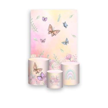 Imagem de Painel De Festa Vertical 1,50 x 2,20 + Trio De Capas Cilindro - Jardim
