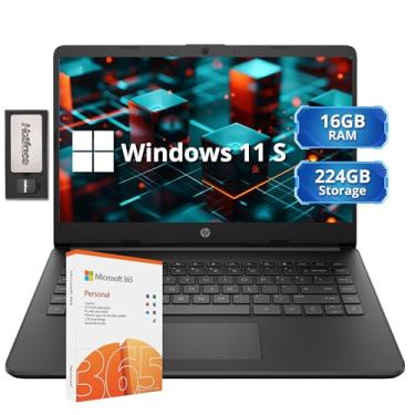 Imagem de HP Stream Laptop leve HD de 14 polegadas, Intel Celeron N4120, 16 GB de RAM, 224 GB de armazenamento (64 GB eMMC + estação de ancoragem de 160 GB), gráficos Intel UHD, webcam HD, 1 ano de Office 365