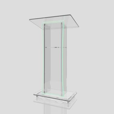 Imagem de Púlpito em Acrílico para Igreja e/ou Eventos com Gravação e Led grátis Mod. Rute Transparente (Tradicional, Moderna ou Sem Gravação) Cores em Led. (Sem Gravação, LED VERDE)