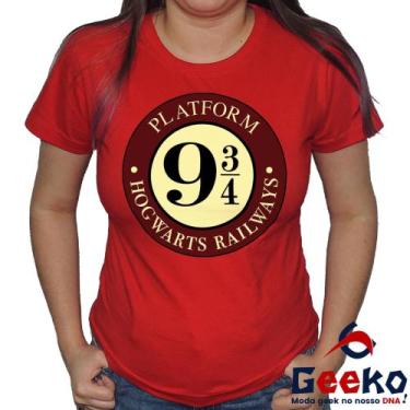 Imagem de Baby Look Plataforma 9 3/4 100% Algodão Harry Potter Hogwarts Geeko, V