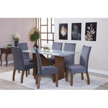 Imagem de Kit de Capas de Cadeira Estofada 2 Lugares Suede Aveludado Mesa de Jan