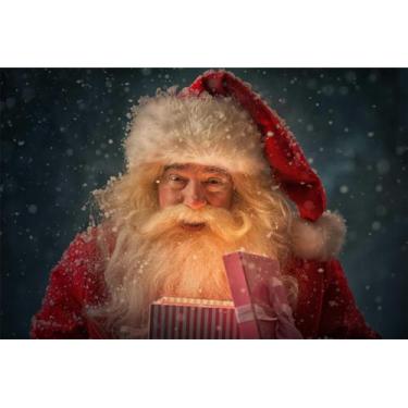 Imagem de Painel de Lona Natal Papai Noel Presente Surpresa - Fabrika de Festa, 