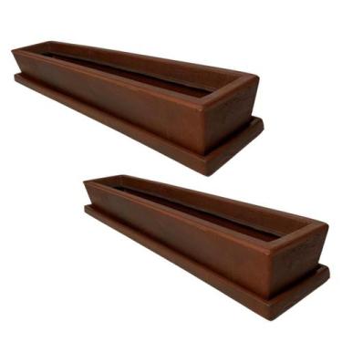 Imagem de Kit 2 Vasos Jardineira de Plantas 80cm com 2 Pratos de Polietileno  - 