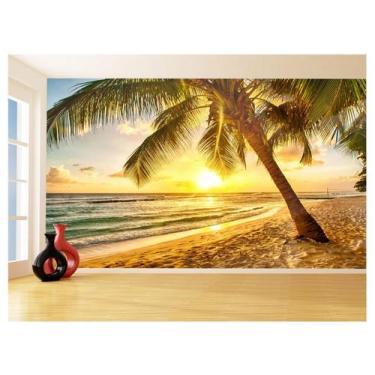 Imagem de Papel De Parede 3D Paisagem Por Do Sol Mar Praia 3,5M Pds39 - Você Dec