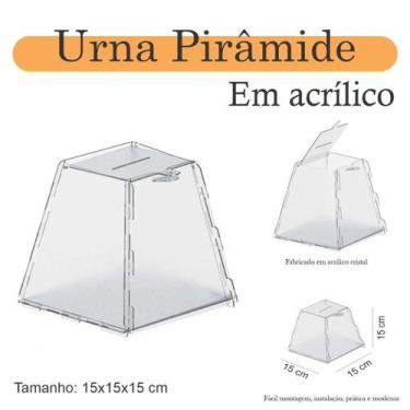 Imagem de Urna Acrílico Sorteio Caixa Sugestões Pirâmide 15 X 15 Cm - Indústria 