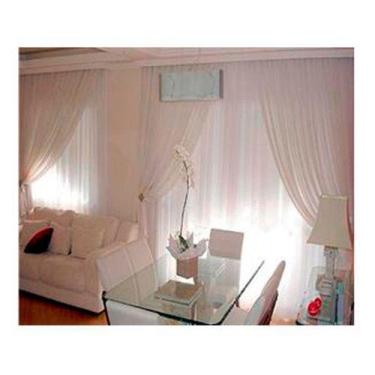 Imagem de Cortina Voil 2,6mx3m Forro Seda Amassada Trilho Suiço Duplo - Chrisney