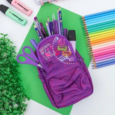 Imagem de Estojo Escolar Mini Mochila Colorido Estampado - Daterra  Mochilinha, 