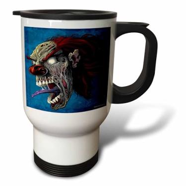 Imagem de 3dRose Caneca de viagem com ilustração de um palhaço malvado estilo quadrinhos, 400 ml