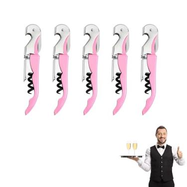 Imagem de Saca-rolhas de garçom, saca-rolhas de aço inoxidável, abridor de garrafa de vinho, chave de vinho para garçons de restaurante, bartender, sommelier (rosa)