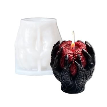 Imagem de Cestony Moldes de silicone 3D segurando o coração em forma de mão para fazer bolo, vela de resina, pilar, velas de aromaterapia, sabonete, flor, amostra, argila artesanal