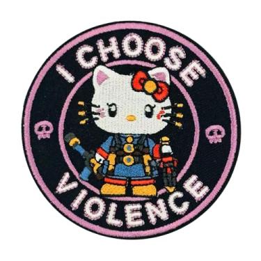 Imagem de Patch de gato tático engraçado de 7,6 cm, I Choose Violence bordado, aplique fofo de meme moral para mochilas, arreios de cães, coletes do exército, bolsas de ginástica, chapéus, capacetes
