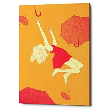 Imagem de Epic Graffiti Guarda-chuvas voadores por Sai Tamiya Gisele tela arte de parede, 30,48 cm x 45,72 cm, laranja