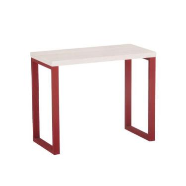 Imagem de Mesa Auxiliar Tubolar PE 40 Pandin 90 x 45 Cm Casablanca e Vermelho