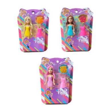 Imagem de kit 3 Bonecas pequena Fashion c/ acessórios e Anel Brinquedo - Patty A